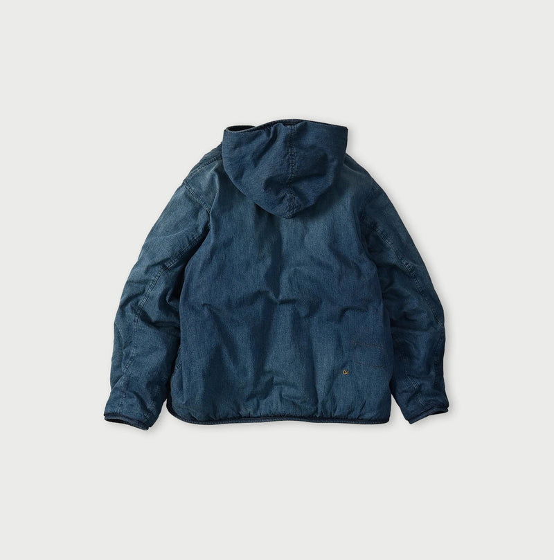 45R Light Mont Brown Denim Quilt 908 Hood Blouson Distressed - Image 19