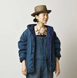 45R Light Mont Brown Denim Quilt 908 Hood Blouson Distressed