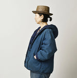 45R Light Mont Brown Denim Quilt 908 Hood Blouson Distressed