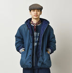 45R Light Mont Brown Denim Quilt 908 Hood Blouson Distressed