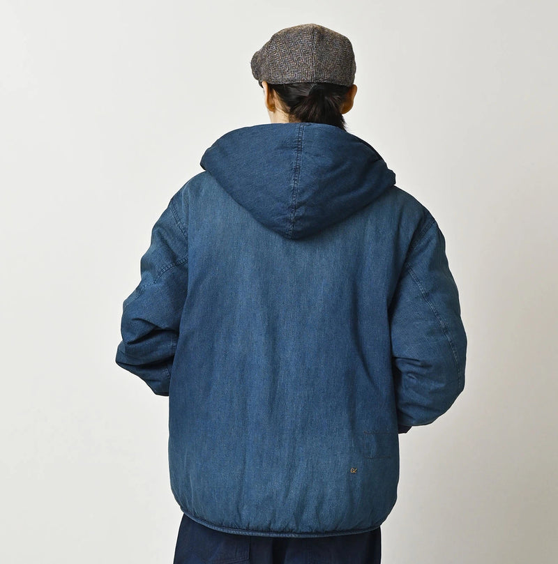 45R Light Mont Brown Denim Quilt 908 Hood Blouson Distressed - Image 9