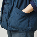 45R Light Mont Brown Denim Quilt 908 Hood Blouson Distressed