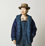 45R Light Mont Brown Denim Quilt 908 Hood Blouson Distressed