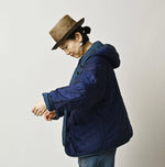 45R Light Mont Brown Denim Quilt 908 Hood Blouson Distressed