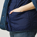 45R Light Mont Brown Denim Quilt 908 Hood Blouson Distressed