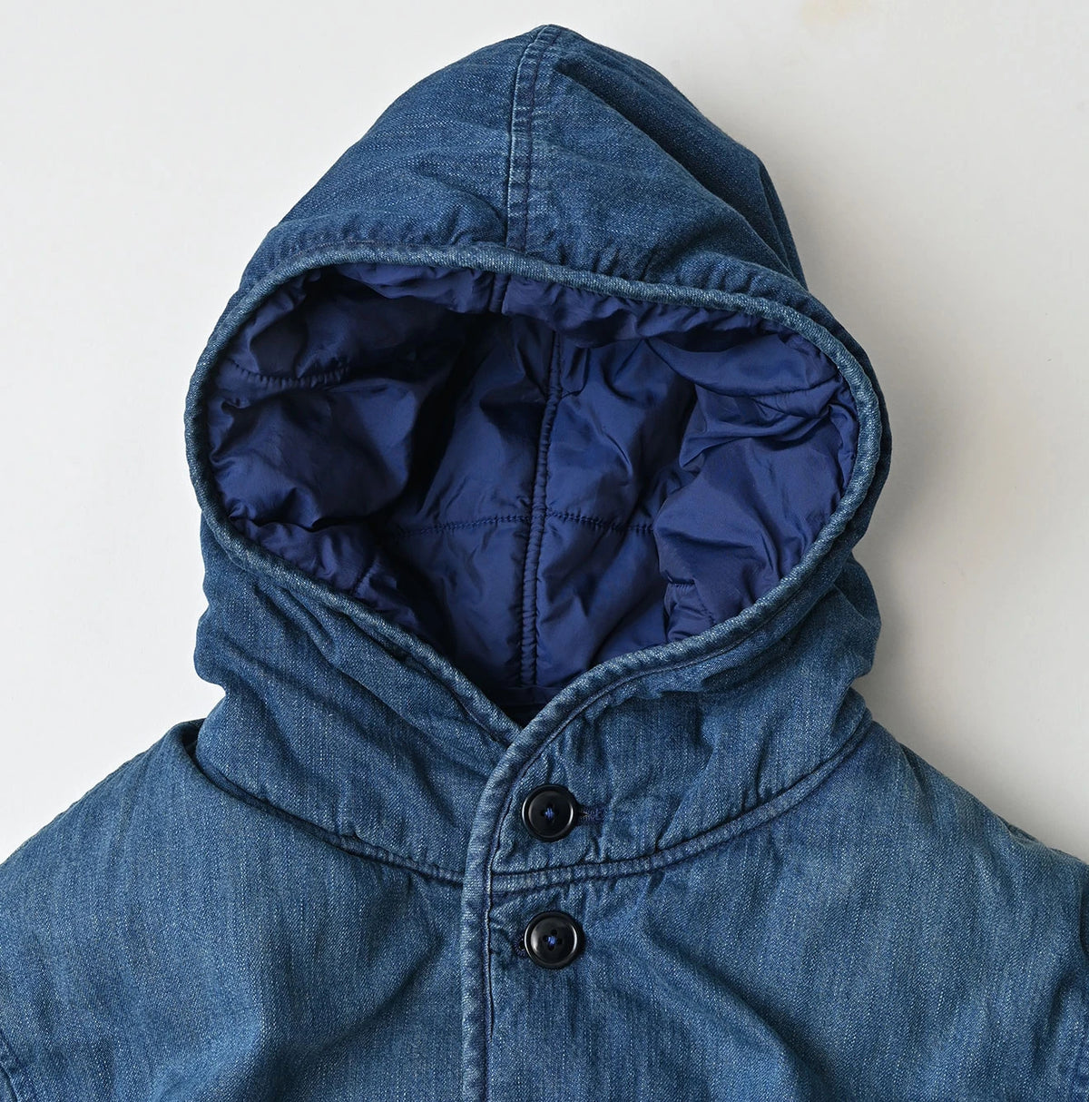 45R Light Mont Brown Denim Quilt 908 Hood Blouson Distressed