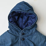 45R Light Mont Brown Denim Quilt 908 Hood Blouson Distressed