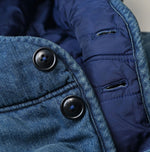 45R Light Mont Brown Denim Quilt 908 Hood Blouson Distressed
