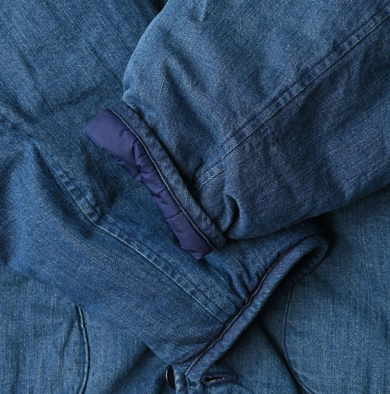 45R Light Mont Brown Denim Quilt 908 Hood Blouson Distressed - Image 24