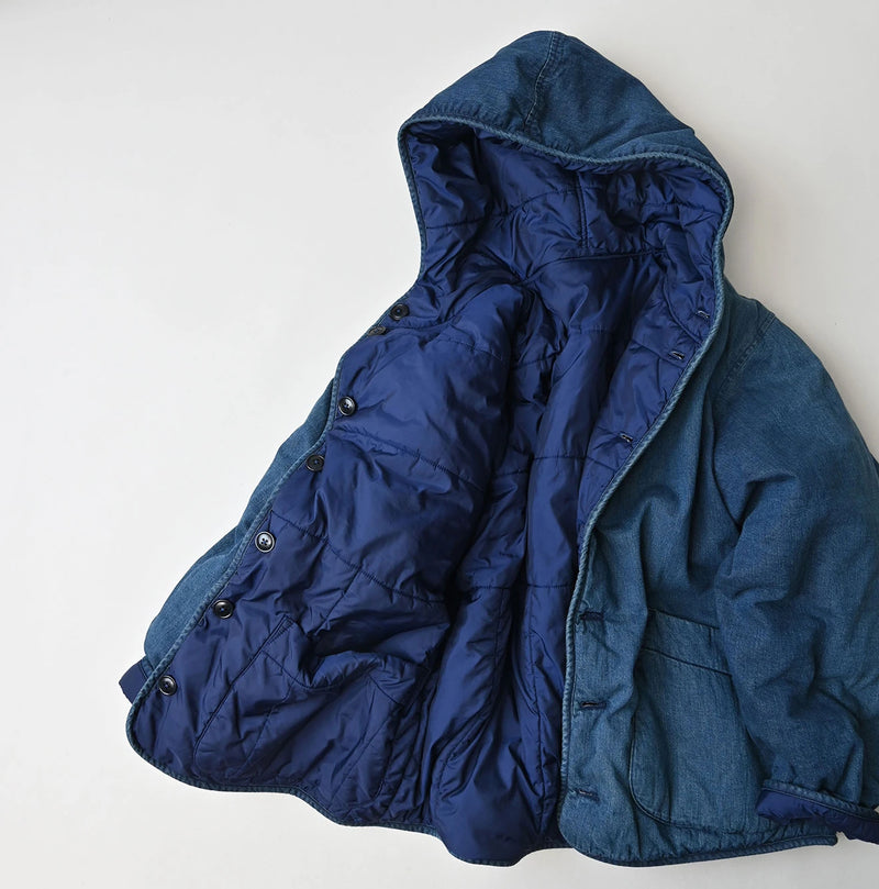 45R Light Mont Brown Denim Quilt 908 Hood Blouson Distressed - Image 26
