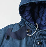 45R Light Mont Brown Denim Quilt 908 Hood Blouson Distressed