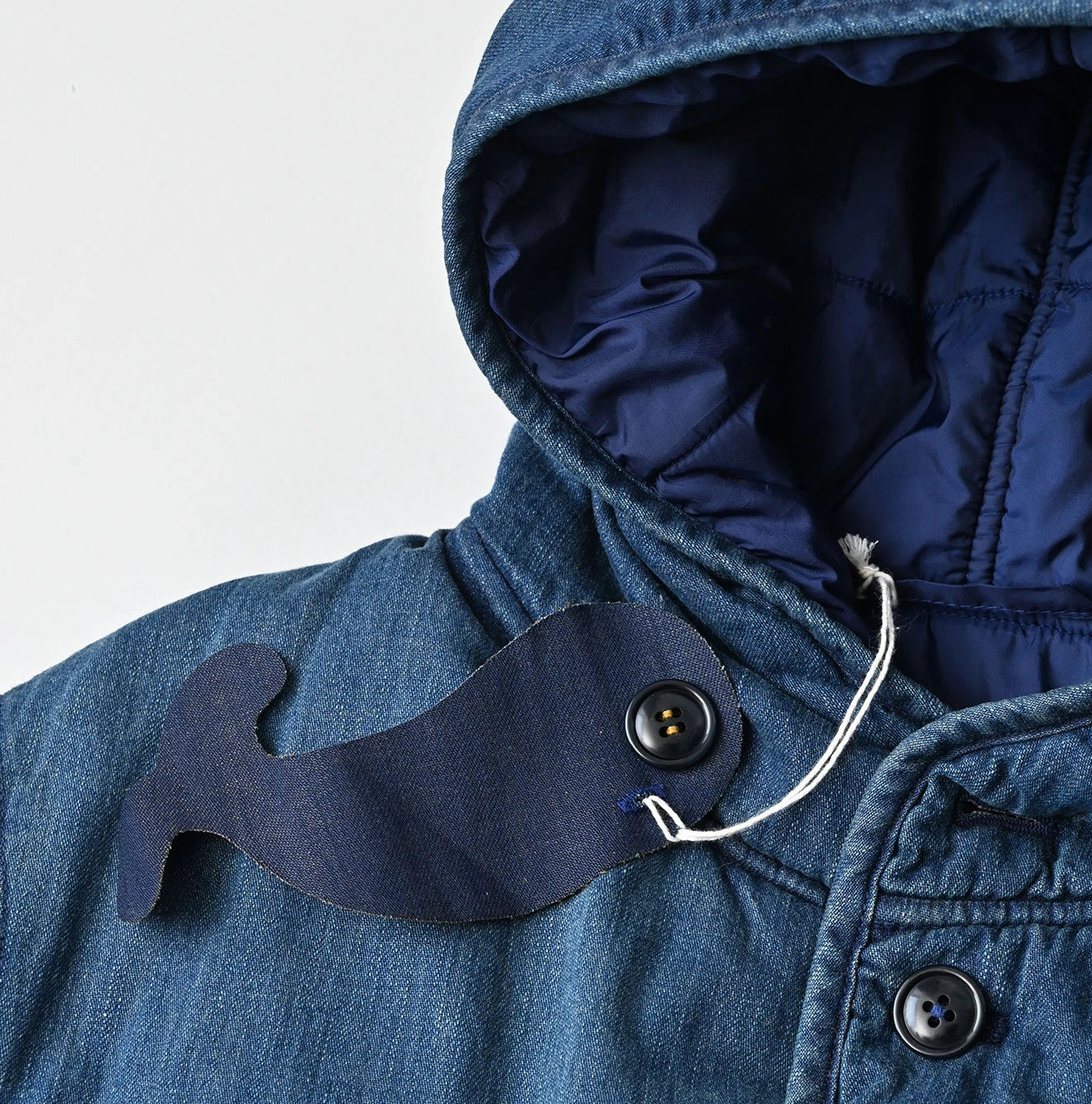 45R Light Mont Brown Denim Quilt 908 Hood Blouson Distressed
