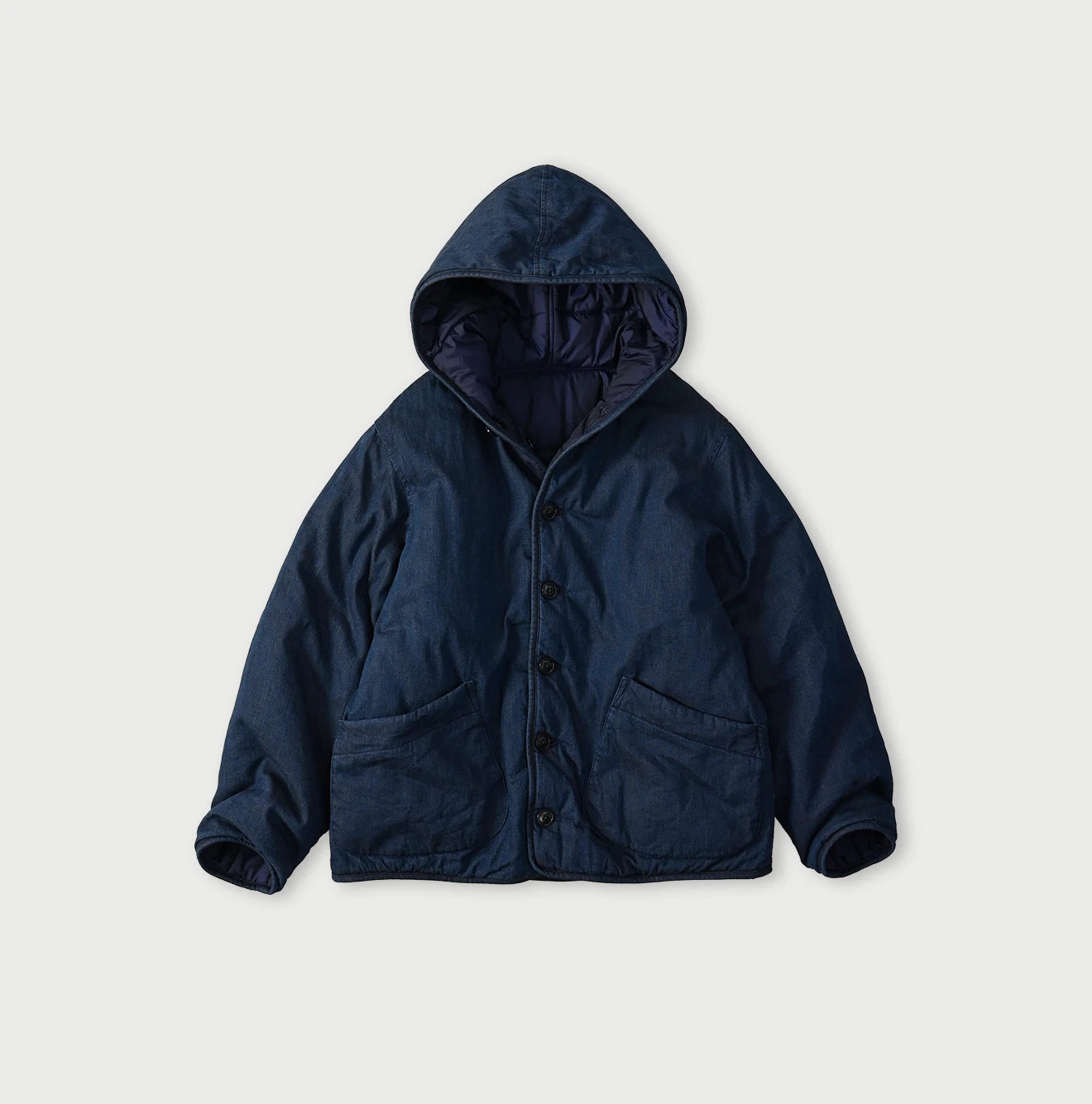 45R Light Mont Brown Denim Quilt 908 Hood Blouson Nou - Image 1
