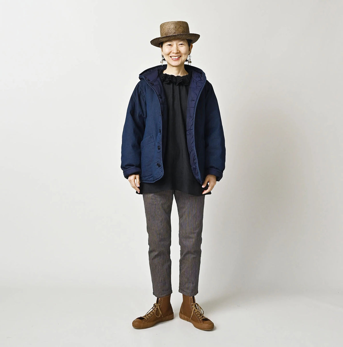 45R Light Mont Brown Denim Quilt 908 Hood Blouson Nou