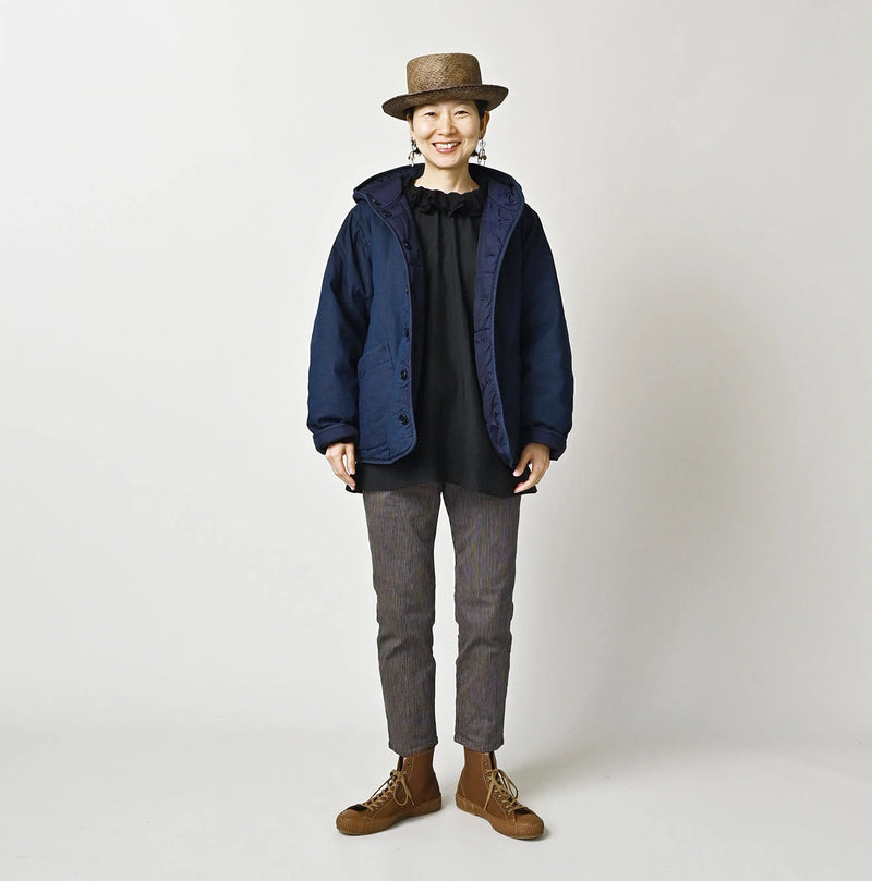 45R Light Mont Brown Denim Quilt 908 Hood Blouson Nou - Image 3