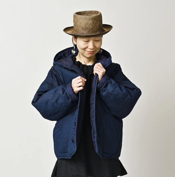 45R Light Mont Brown Denim Quilt 908 Hood Blouson Nou