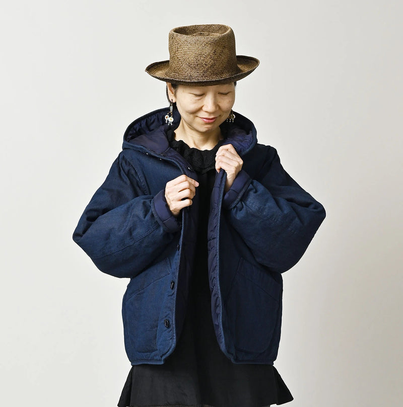 45R Light Mont Brown Denim Quilt 908 Hood Blouson Nou - Image 5