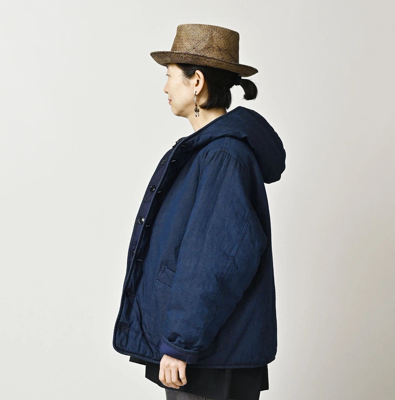 45R Light Mont Brown Denim Quilt 908 Hood Blouson Nou - Image 6