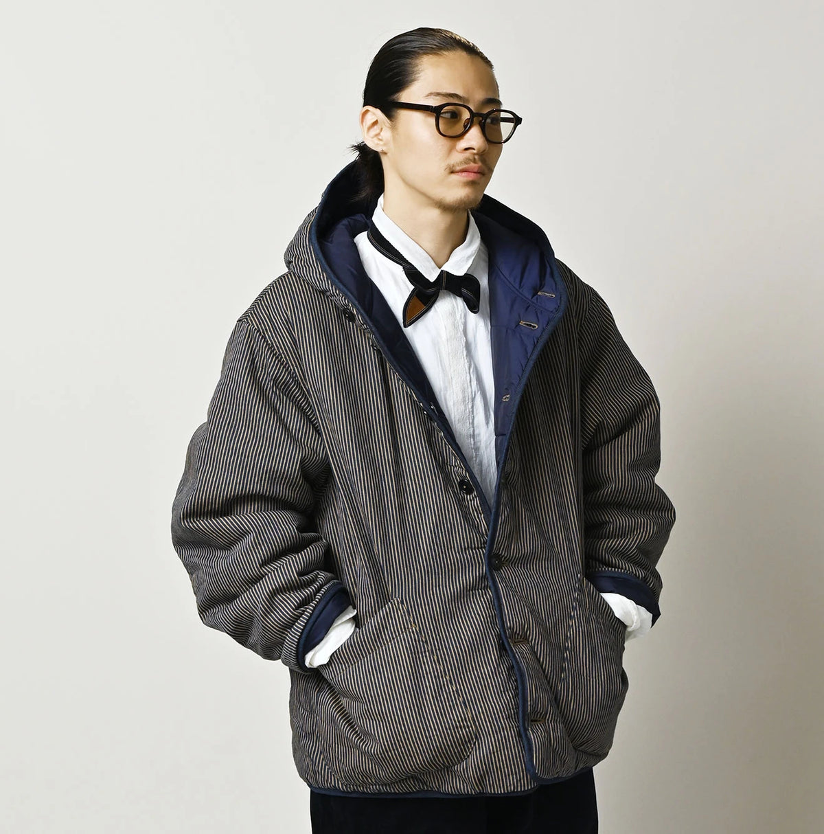 45R Light Mont Brown Denim Quilt 908 Hood Blouson Nou
