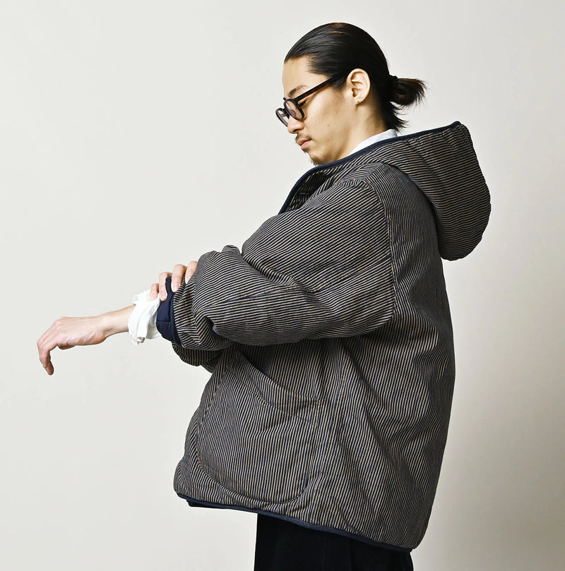 45R Light Mont Brown Denim Quilt 908 Hood Blouson Nou - Image 9