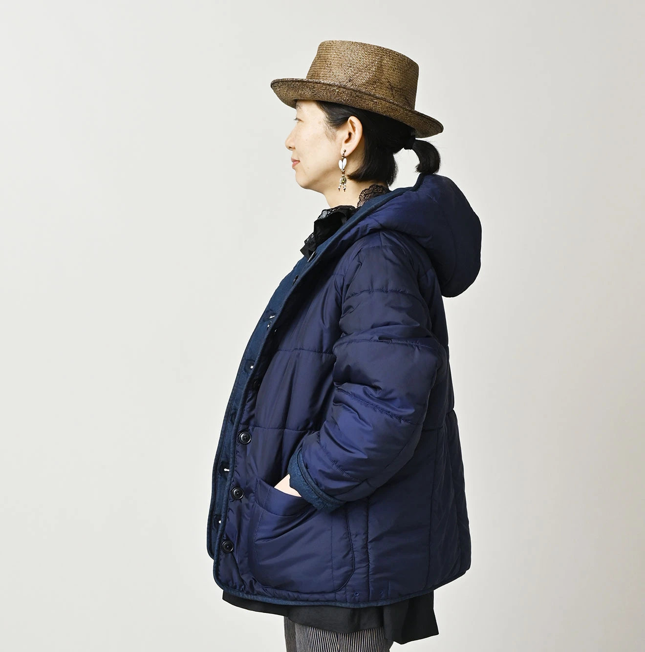 45R Light Mont Brown Denim Quilt 908 Hood Blouson Nou - Image 16