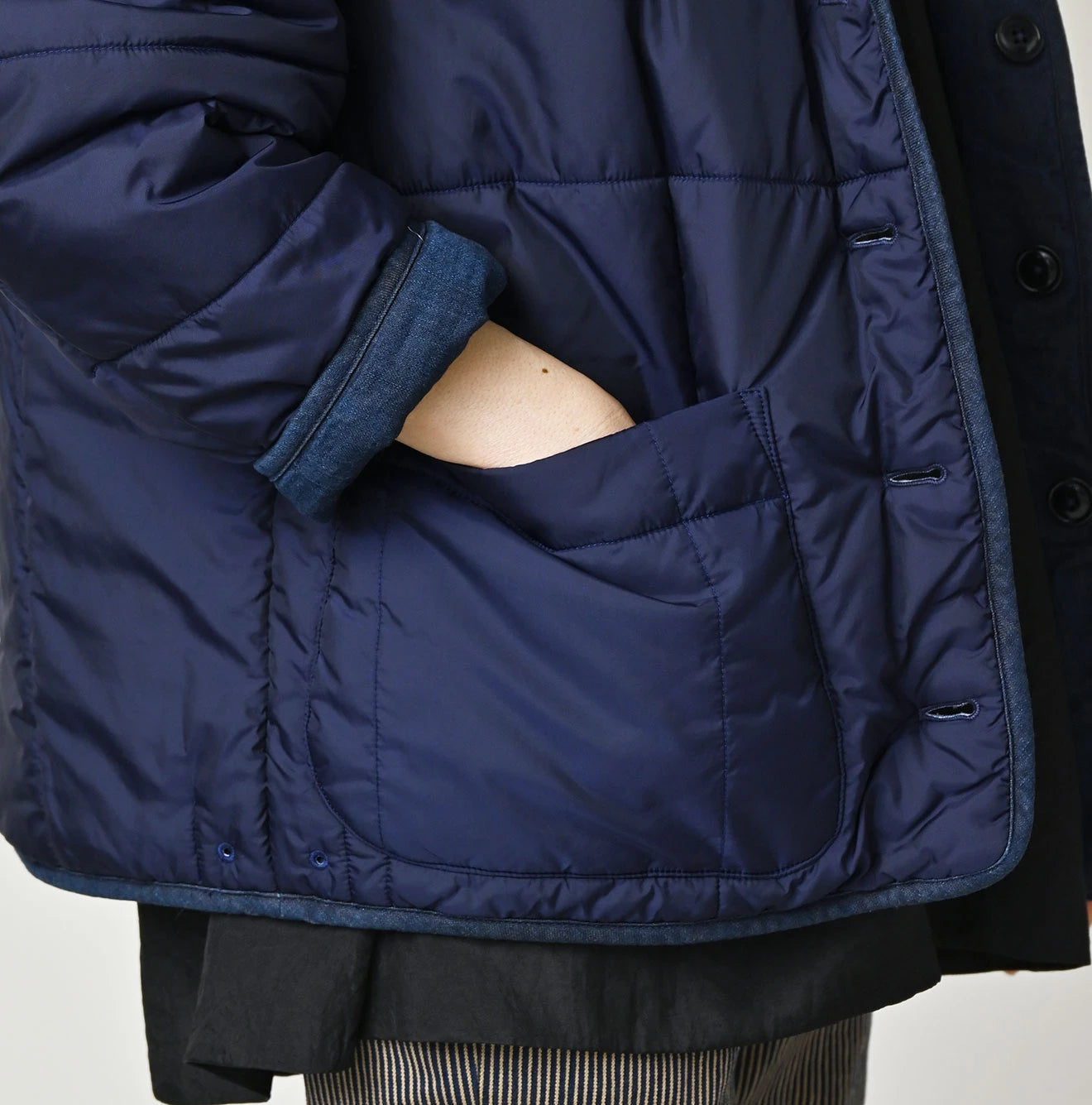 45R Light Mont Brown Denim Quilt 908 Hood Blouson Nou - Image 19