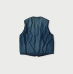 45R Light Mont Brown Denim Quilt 908 Crew Vest Distressed