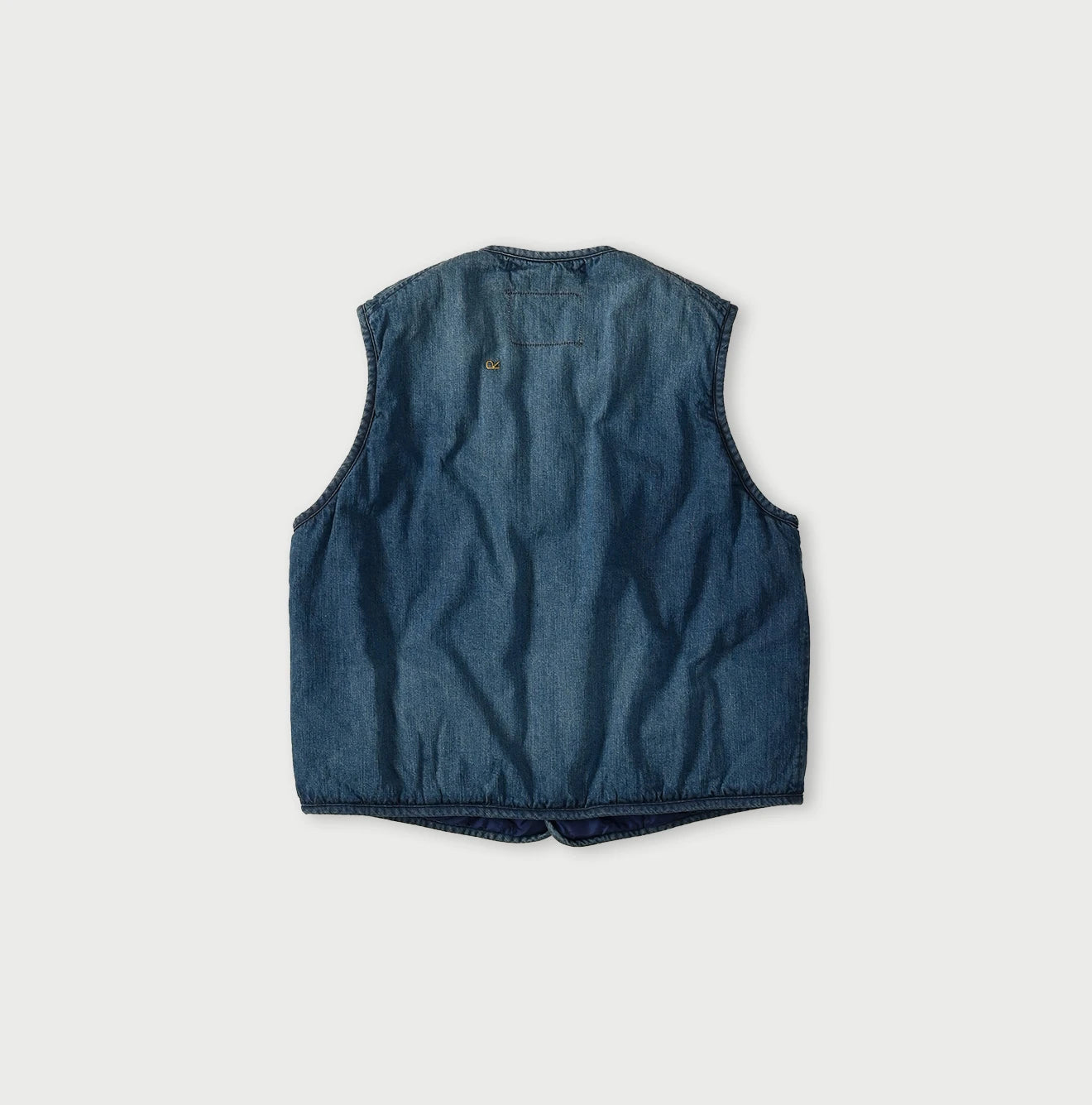 45R Light Mont Brown Denim Quilt 908 Crew Vest Distressed - Image 19