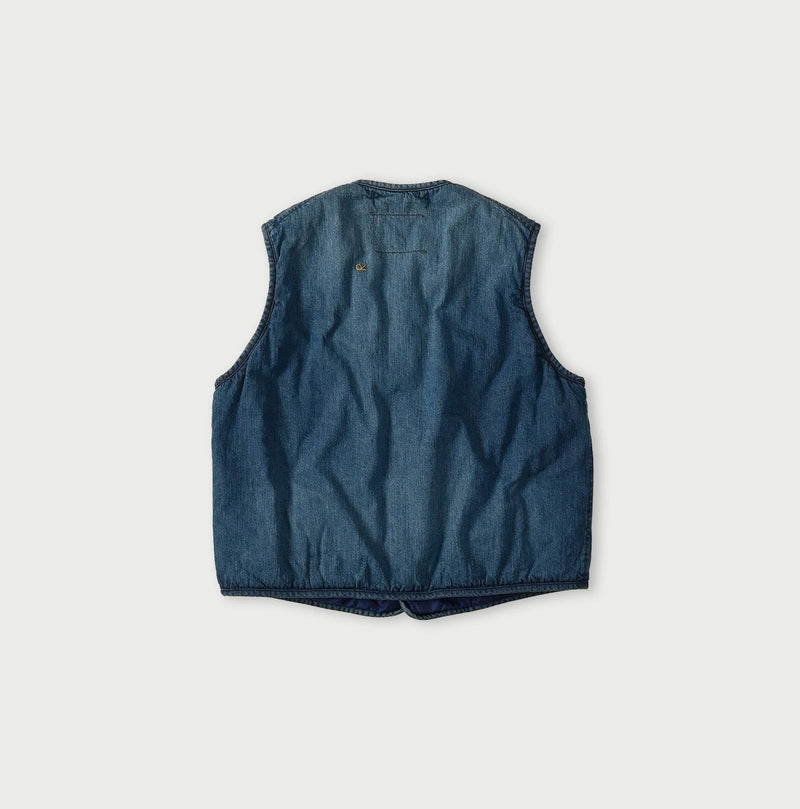 45R Light Mont Brown Denim Quilt 908 Crew Vest Distressed - Image 19