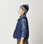 45R Light Mont Brown Denim Quilt 908 Crew Vest Distressed