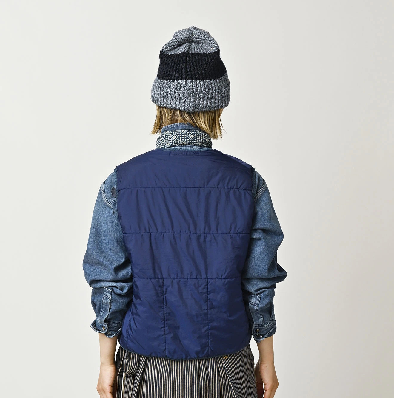 45R Light Mont Brown Denim Quilt 908 Crew Vest Distressed - Image 16