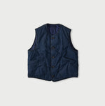 45R Light Mont Brown Denim Quilt 908 Crew Vest Nou