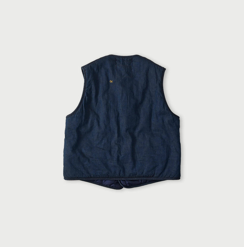 45R Light Mont Brown Denim Quilt 908 Crew Vest Nou - Image 20