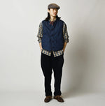 45R Light Mont Brown Denim Quilt 908 Crew Vest Nou