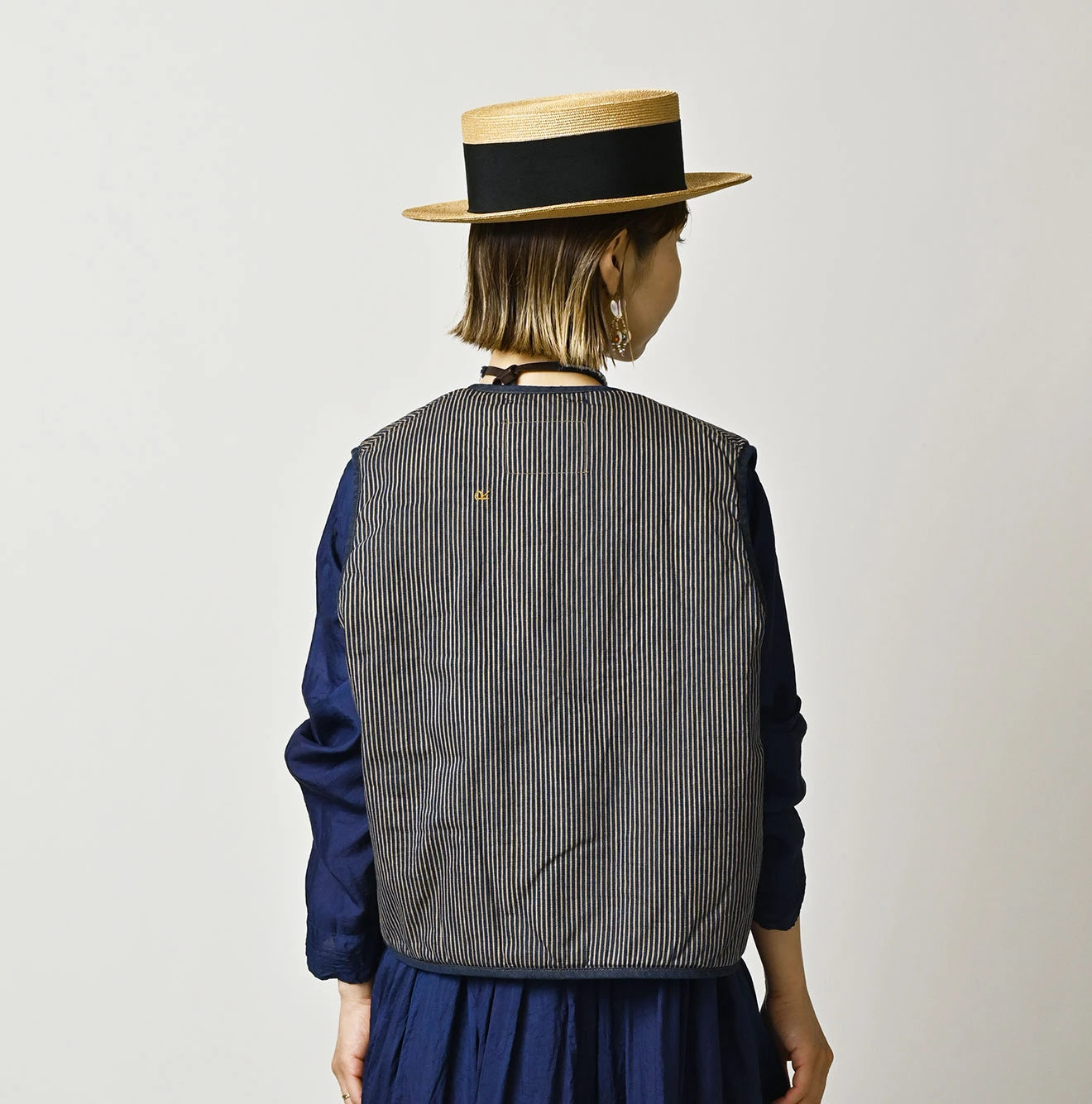 45R Light Mont Brown Denim Quilt 908 Crew Vest Nou - Image 7