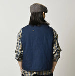 45R Light Mont Brown Denim Quilt 908 Crew Vest Nou