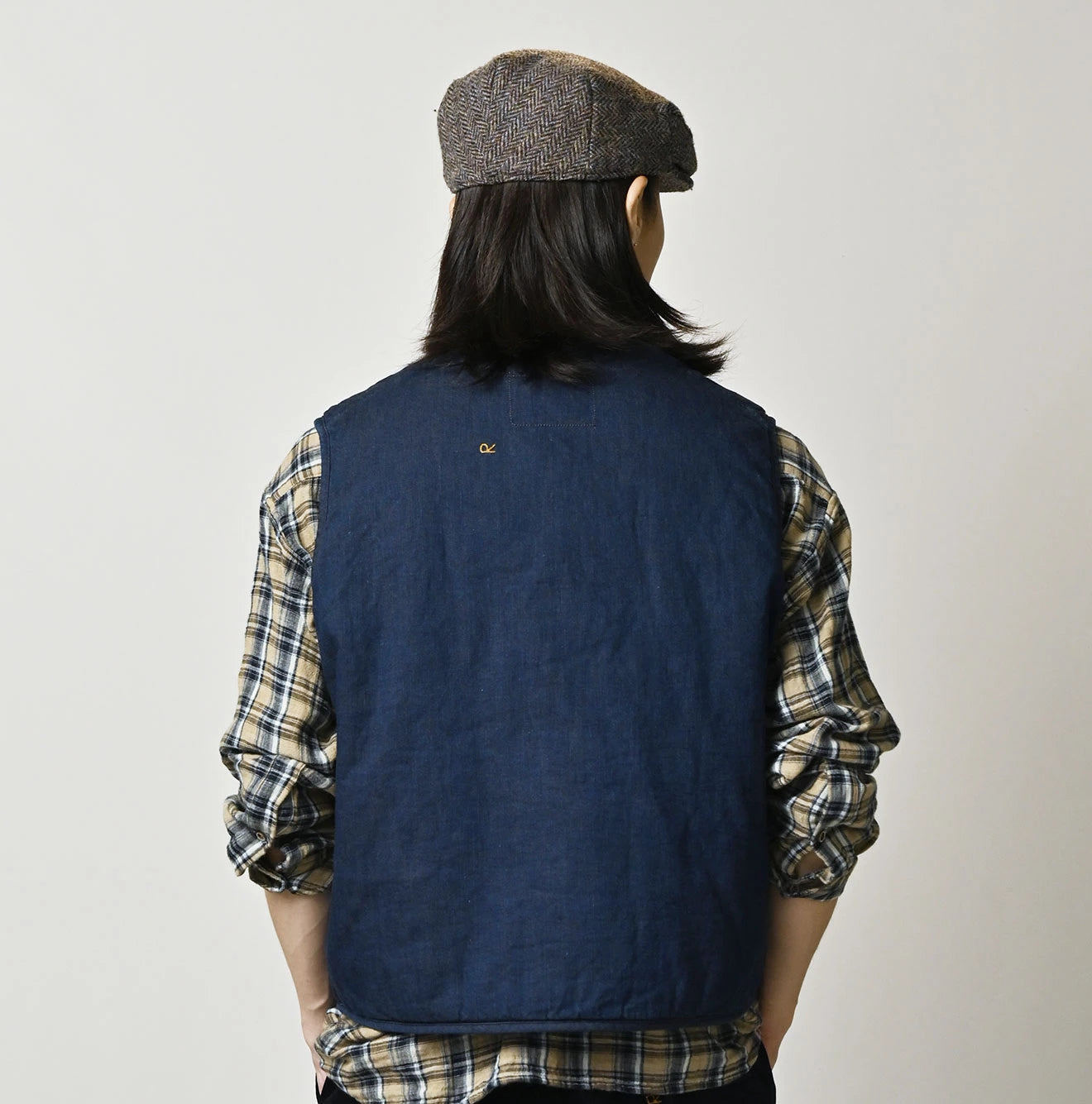 45R Light Mont Brown Denim Quilt 908 Crew Vest Nou - Image 10