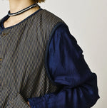 45R Light Mont Brown Denim Quilt 908 Crew Vest Nou