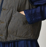 45R Light Mont Brown Denim Quilt 908 Crew Vest Nou