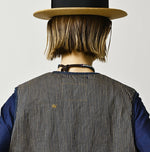 45R Light Mont Brown Denim Quilt 908 Crew Vest Nou