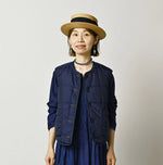 45R Light Mont Brown Denim Quilt 908 Crew Vest Nou