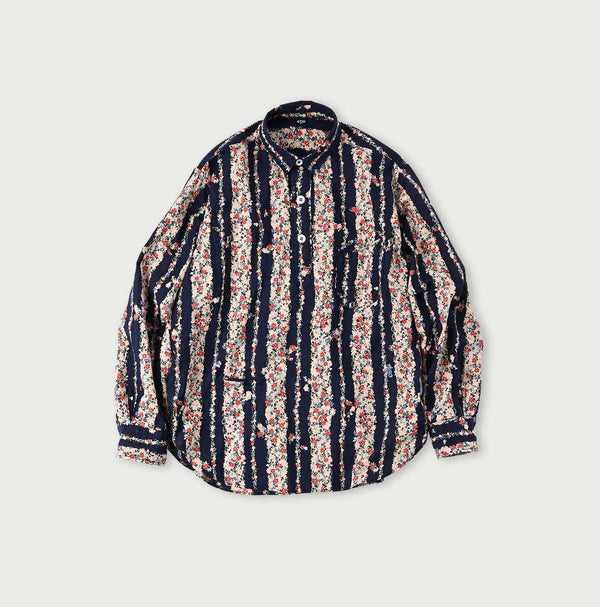 Khadi Saponaria Flower 908 Ocean Petit-collar Shirt - 45R by 45rpm studio