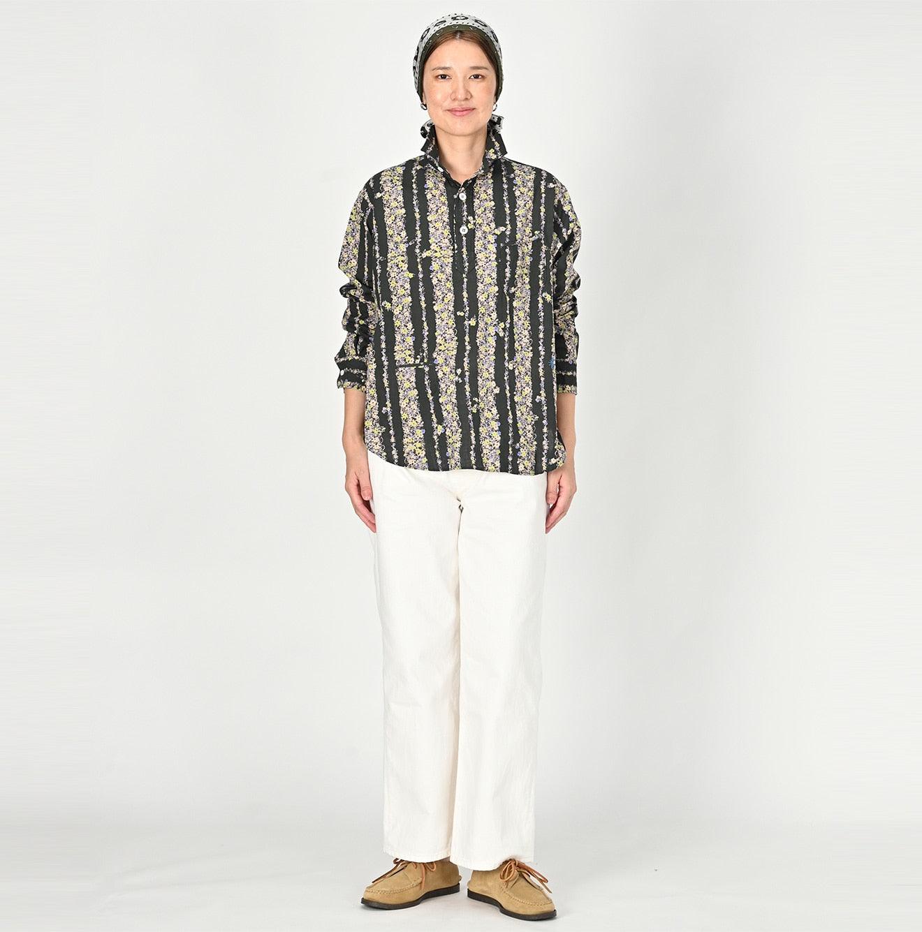Khadi Saponaria Flower 908 Ocean Petit-collar Shirt - 45R by 45rpm studio