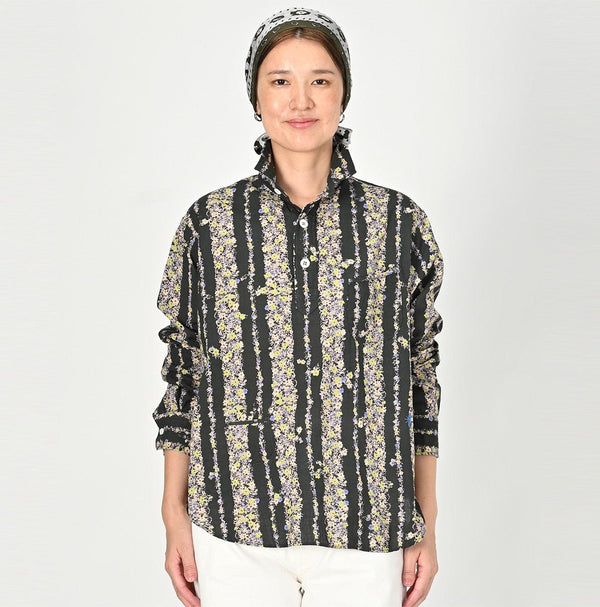 Khadi Saponaria Flower 908 Ocean Petit-collar Shirt - 45R by 45rpm studio