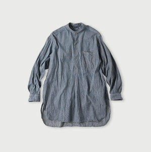 Indigo Khadi Shirt-denim Grandpa Pullover Shirt