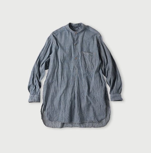 45R Indigo Khadi Shirt-denim Grandpa Pullover Shirt