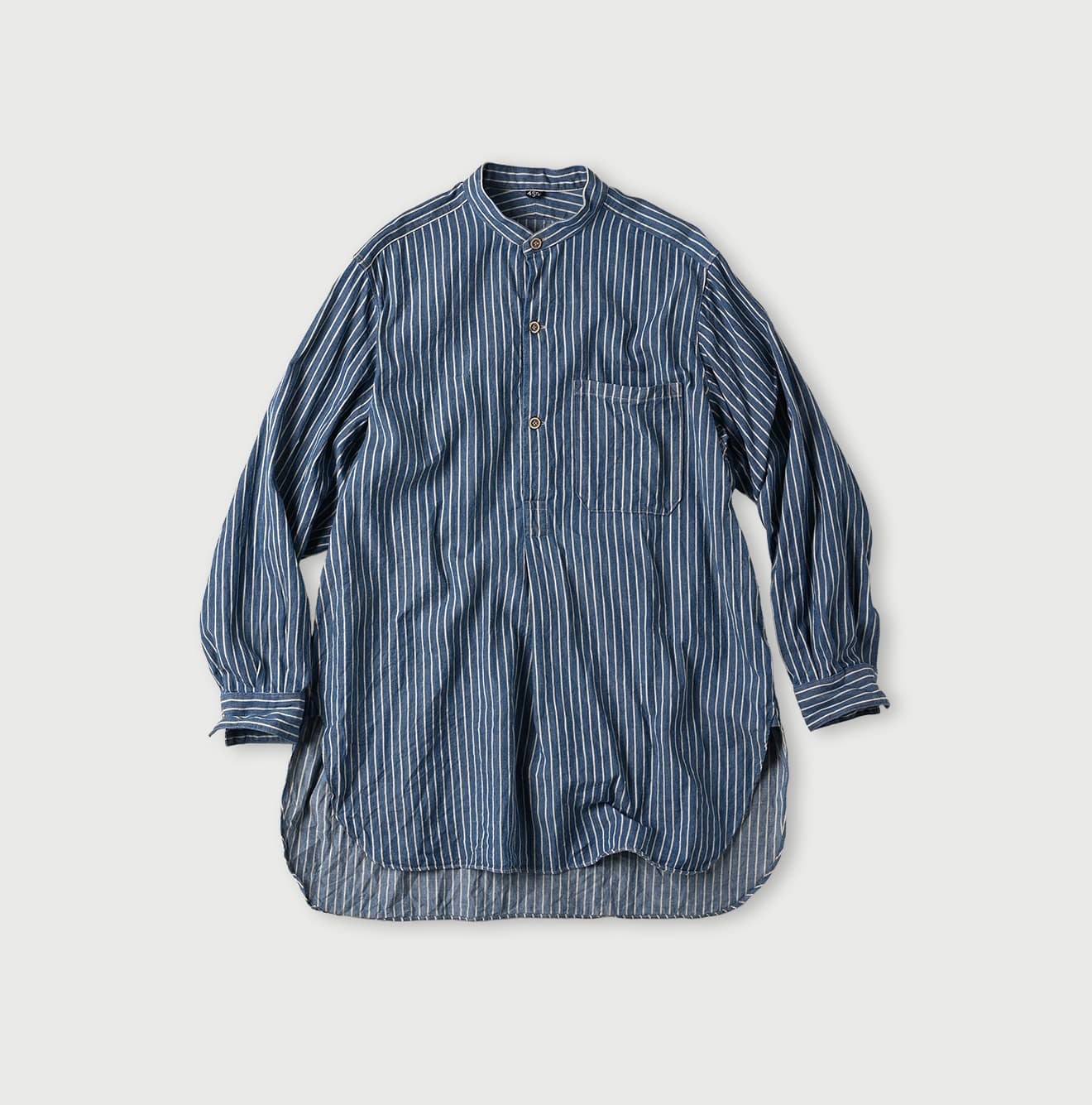 45R Indigo Khadi Shirt-denim Grandpa Pullover Shirt - Image 2