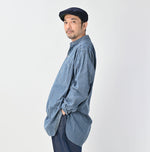 45R Indigo Khadi Shirt-denim Grandpa Pullover Shirt