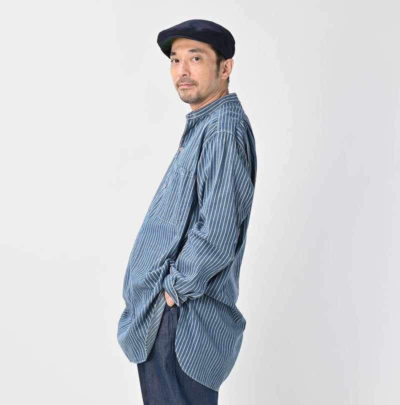 45R Indigo Khadi Shirt-denim Grandpa Pullover Shirt - Image 9