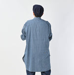 45R Indigo Khadi Shirt-denim Grandpa Pullover Shirt